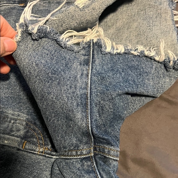 Agolde Distressed Blue Jean Shorts - Picture 4 of 4